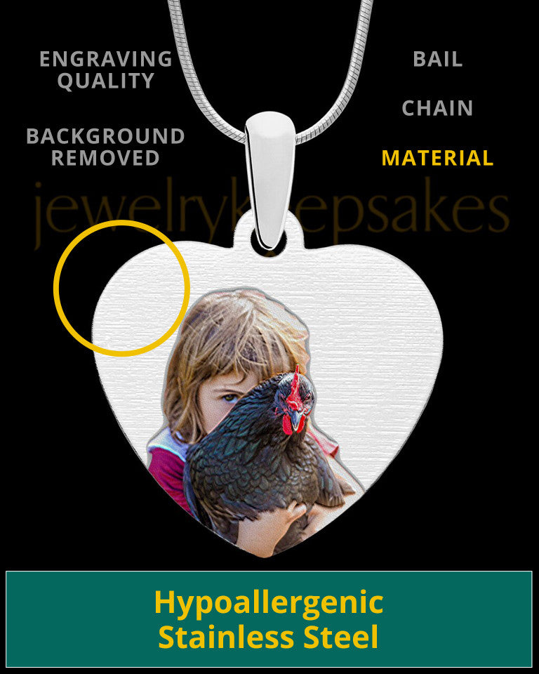 Full Color Heart Photo Engraved Pet Pendant Stainless Steel