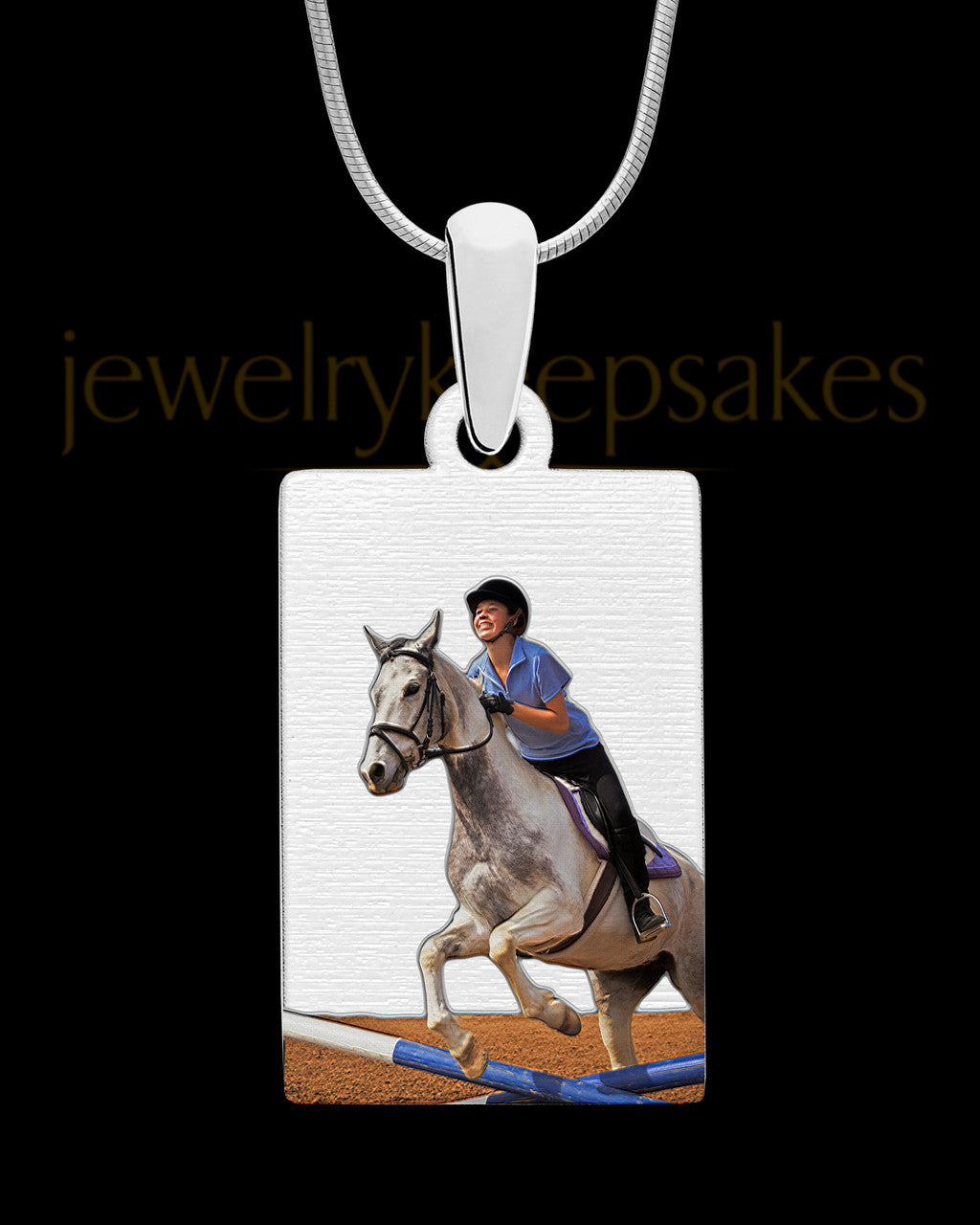 Full Color Rectangle Photo Engraved Pet Pendant Stainless