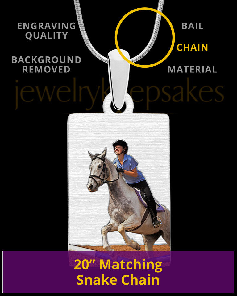 Full Color Rectangle Photo Engraved Pet Pendant Stainless