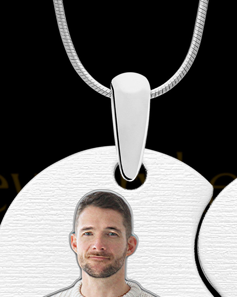 Double Full Color Photo Engraved Heart Pendant Silver
