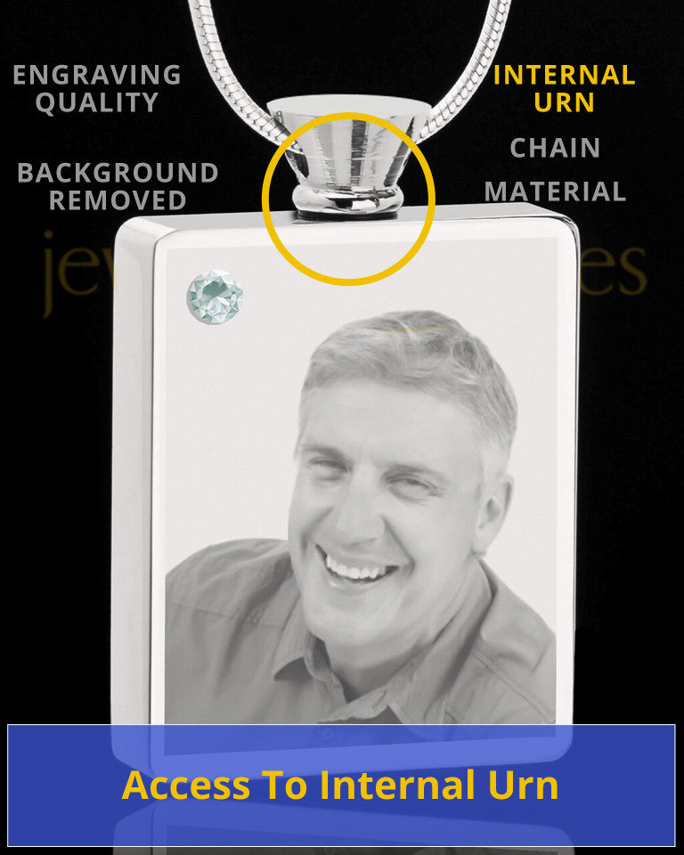 April Stainless Steel Photo Engraved Rectangle Cremation Pendant