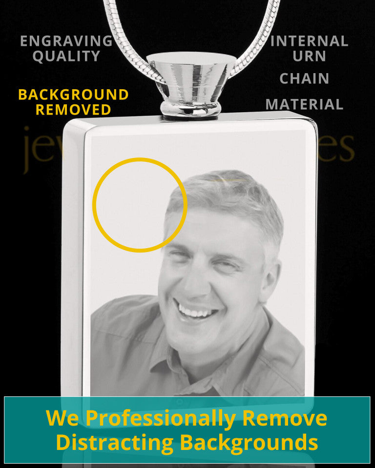 Photo Engraved Rectangle Stainless Steel Cremation Pendant
