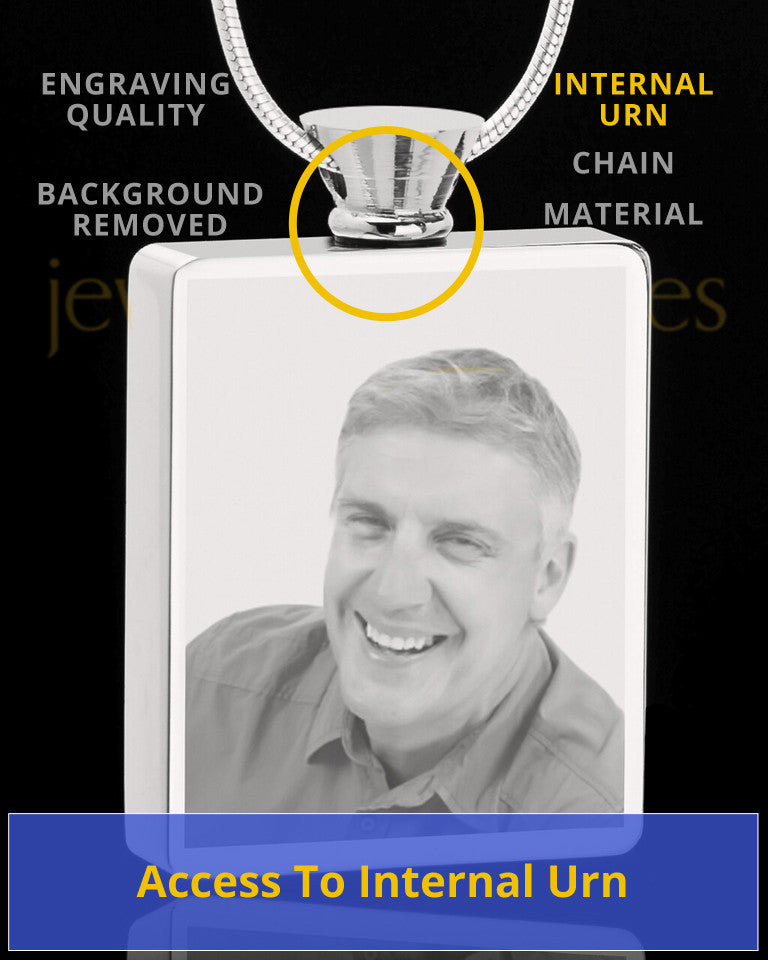 Photo Engraved Rectangle Stainless Steel Cremation Pendant