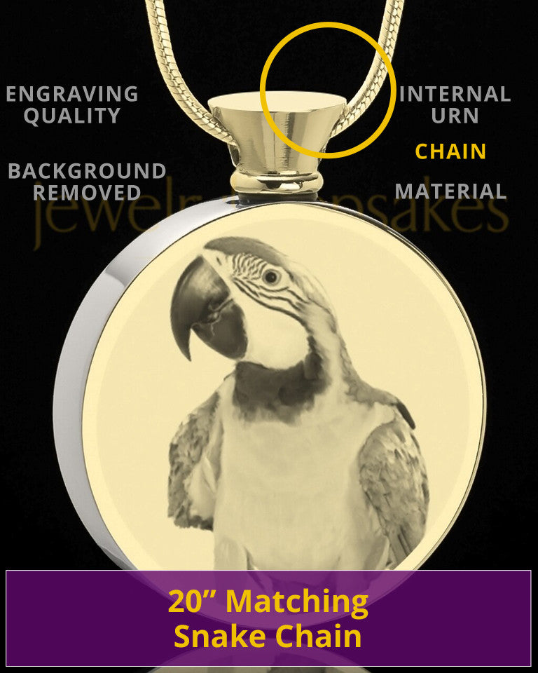 Photo Engraved Round Stainless Gold Plated Pet Cremation Pendant
