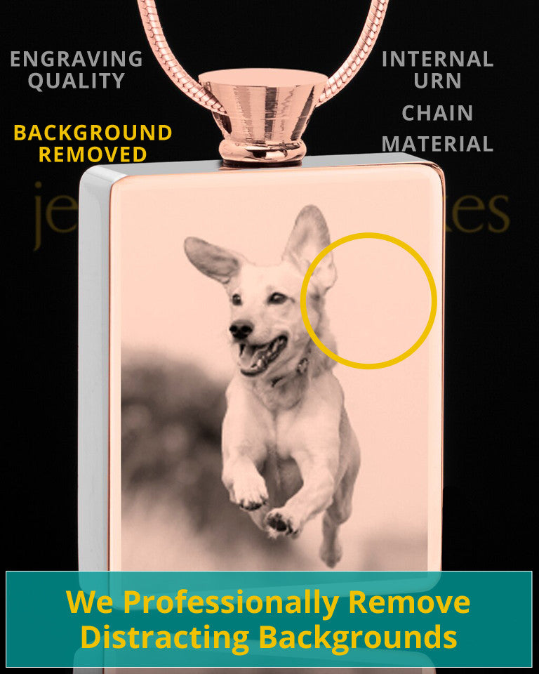 Photo Engraved Stainless Rose Gold Plated Rectangle Pet Pendant