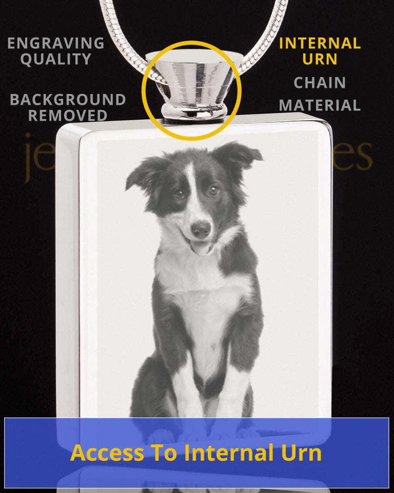 Photo Engraved Rectangle Stainless Steel Pet Cremation Pendant
