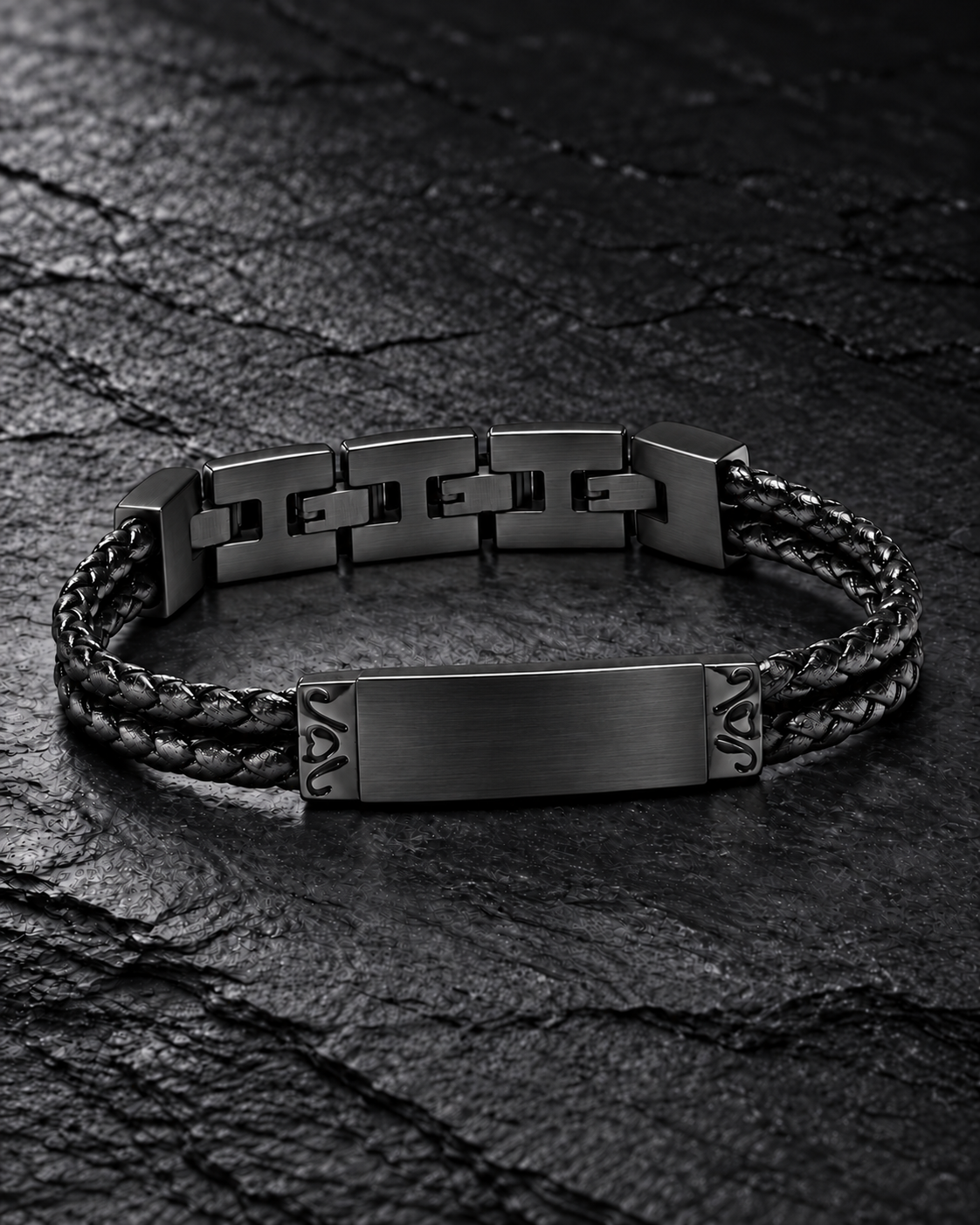 Personalized Engravable Black Plated Ashes Keepsake Bracelet