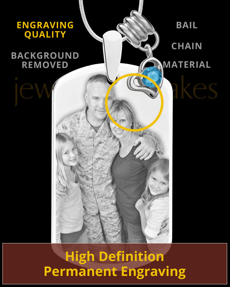 December Photo Engraved Stainless Steel Dog Tag Pendant With Chain