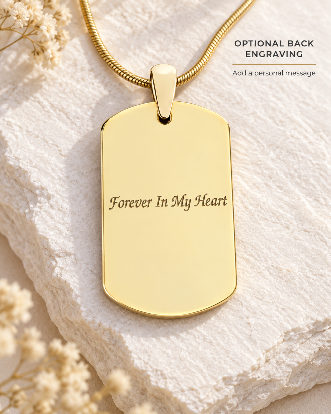 Gold Plated Custom Engraved Photo Dog Tag Necklace