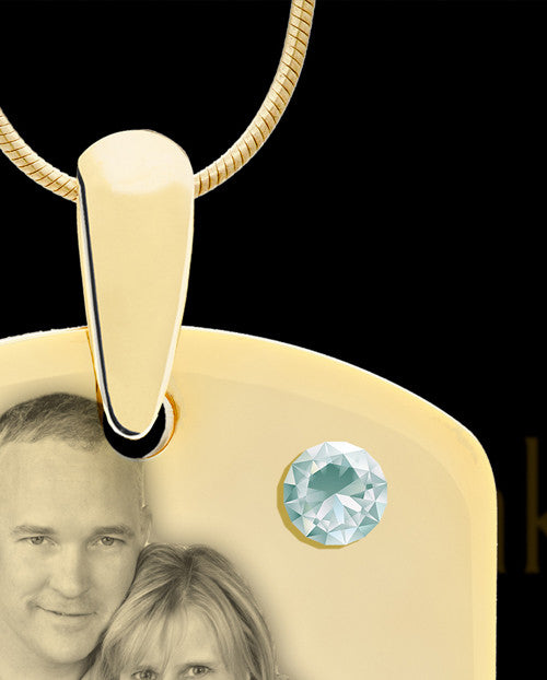 April Gold Dog Tag Photo Pendant
