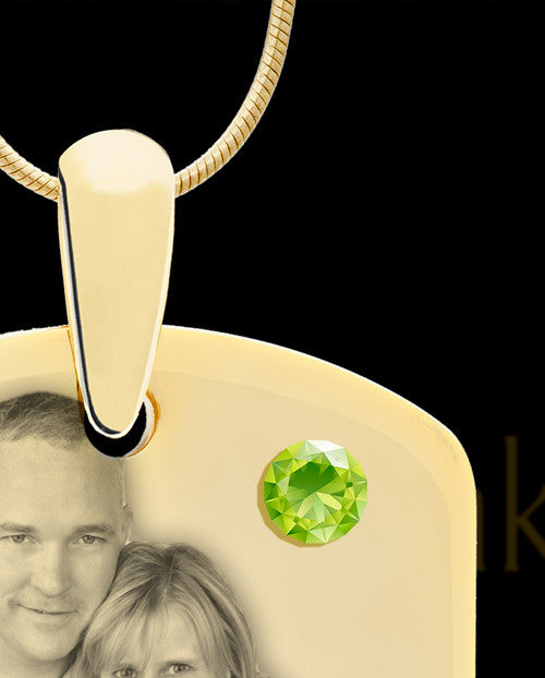 August Gold Dog Tag Photo Pendant