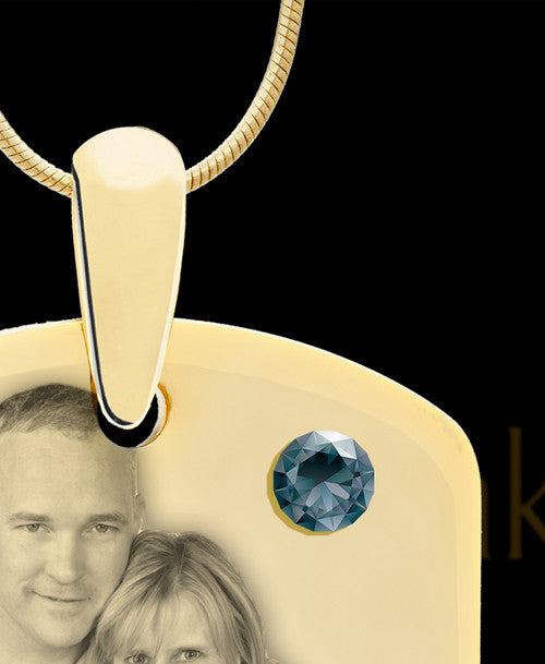December Gold Dog Tag Photo Pendant