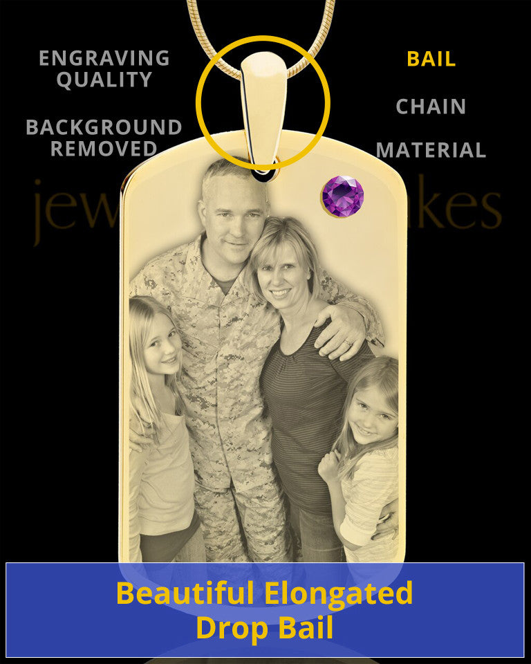 February Gold Dog Tag Photo Pendant