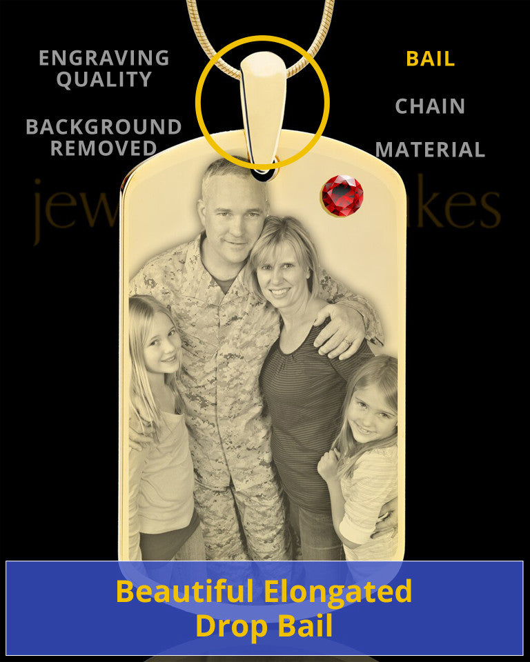 January Gold Dog Tag Photo Pendant