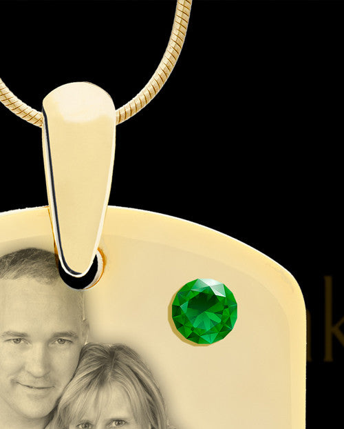 May Gold Dog Tag Photo Pendant