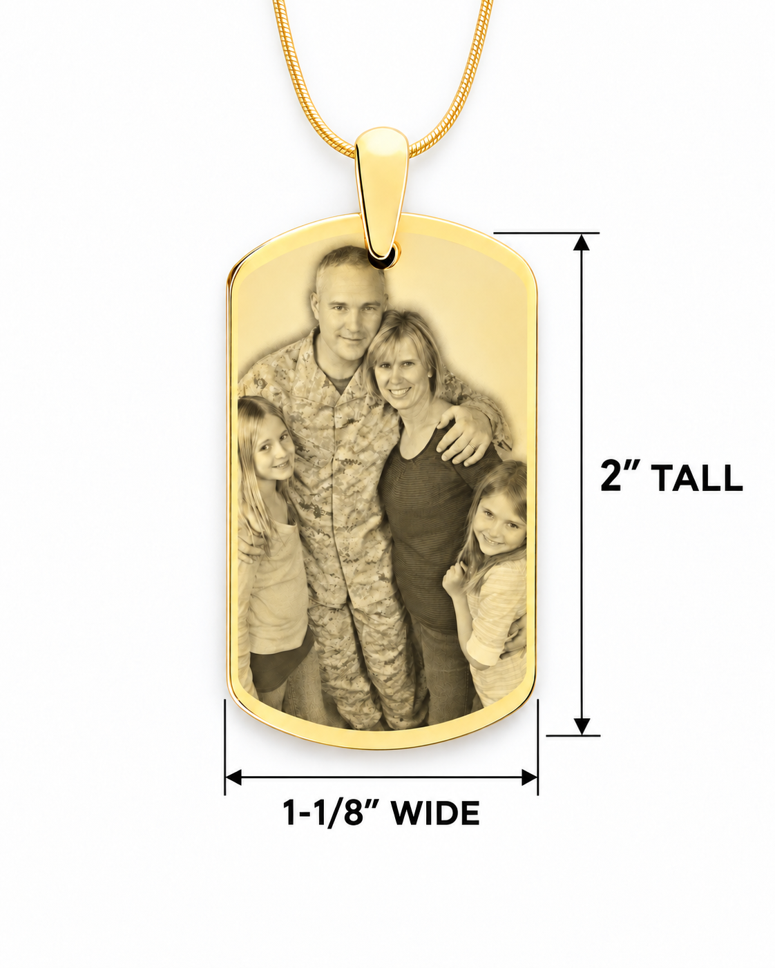 Gold Plated Custom Engraved Photo Dog Tag Necklace