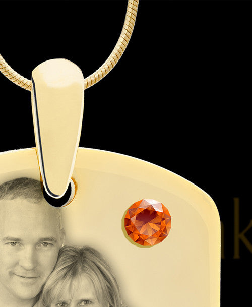 November Gold Dog Tag Photo Pendant