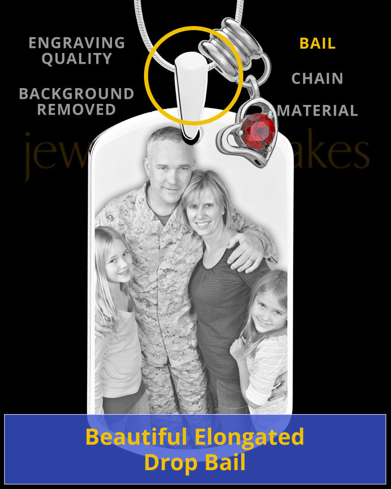 January Photo Engraved Stainless Steel Dog Tag Pendant With Chain
