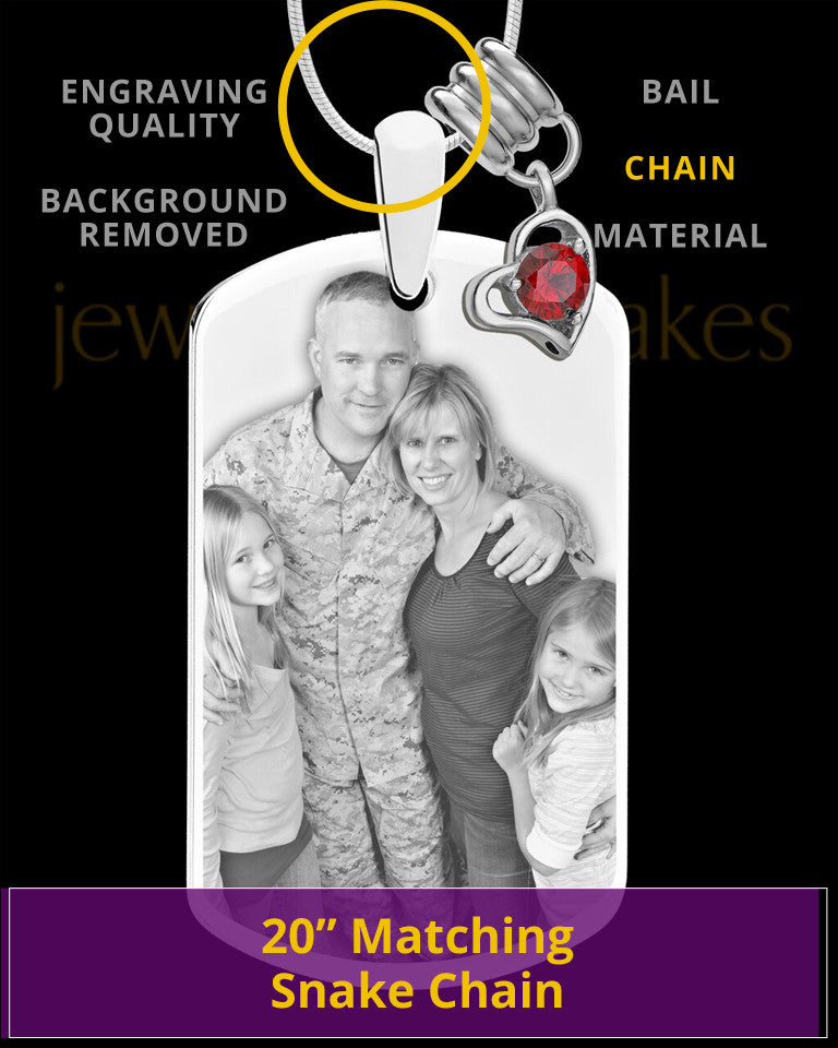 January Photo Engraved Stainless Steel Dog Tag Pendant With Chain