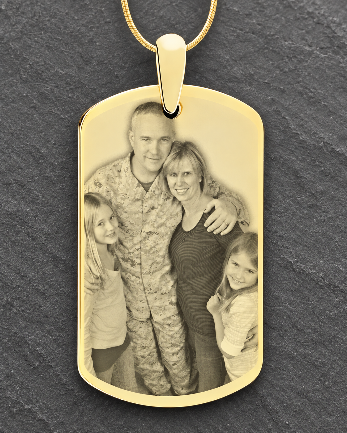 Gold Plated Custom Engraved Photo Dog Tag Necklace