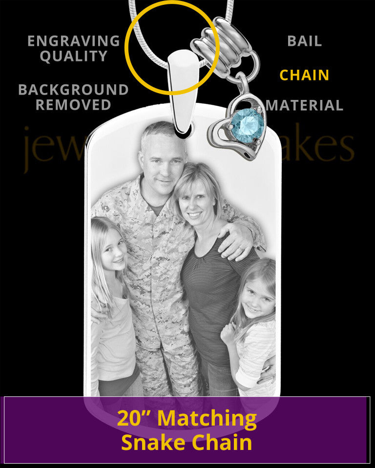 March Photo Engraved Stainless Steel Dog Tag Pendant With Chain
