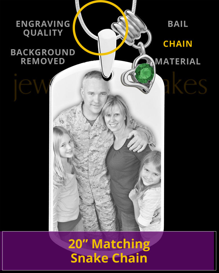 May Photo Engraved Stainless Steel Dog Tag Pendant With Chain