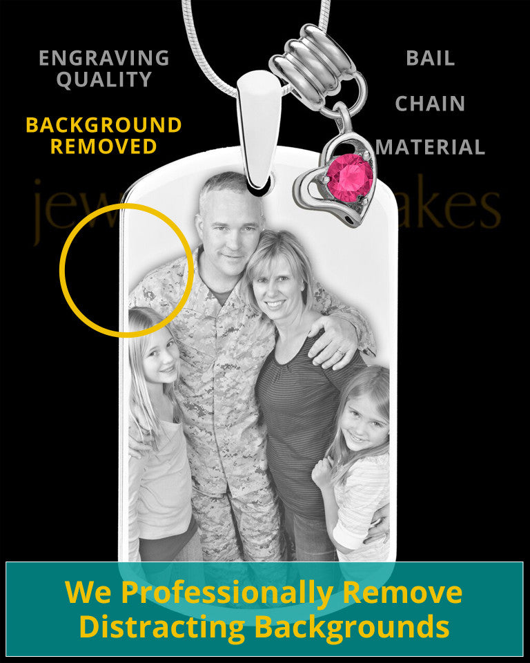 October Photo Engraved Stainless Steel Dog Tag Pendant With Chain