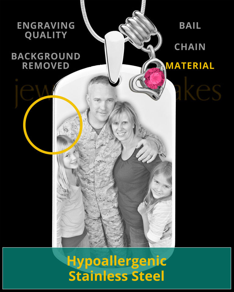 October Photo Engraved Stainless Steel Dog Tag Pendant With Chain
