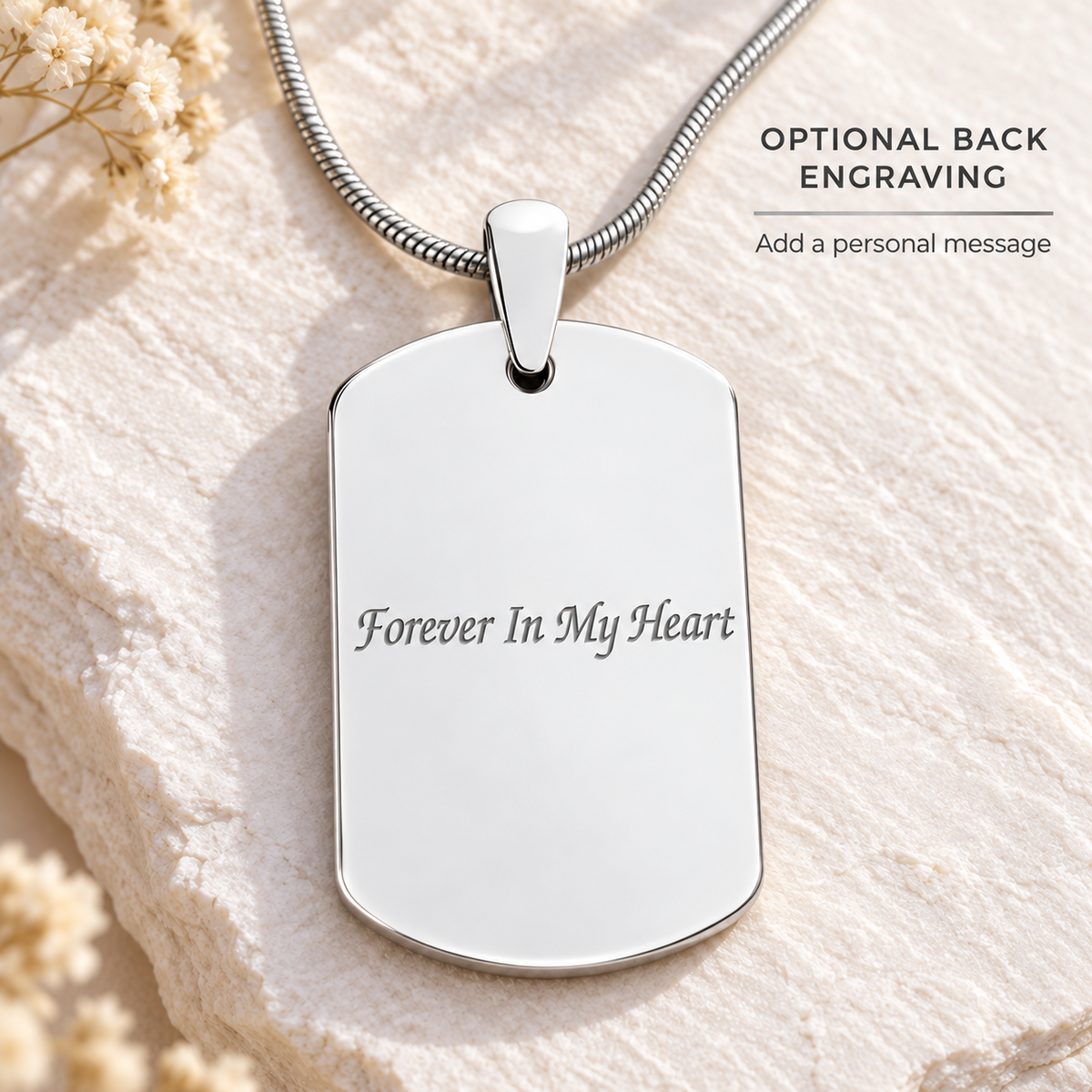 Custom Photo Engraved Dog Tag Pendant With Chain In Stainless Steel