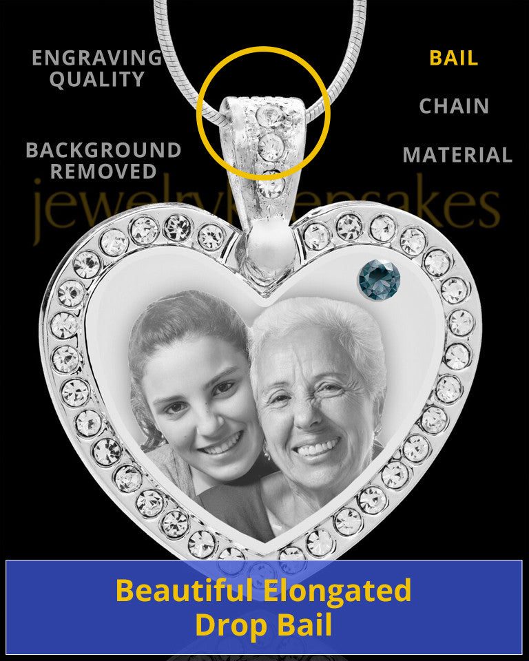 December Gem Heart Birthstone Stainless Photo Pendant