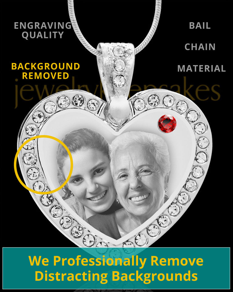 January Gem Heart Birthstone Stainless Photo Pendant