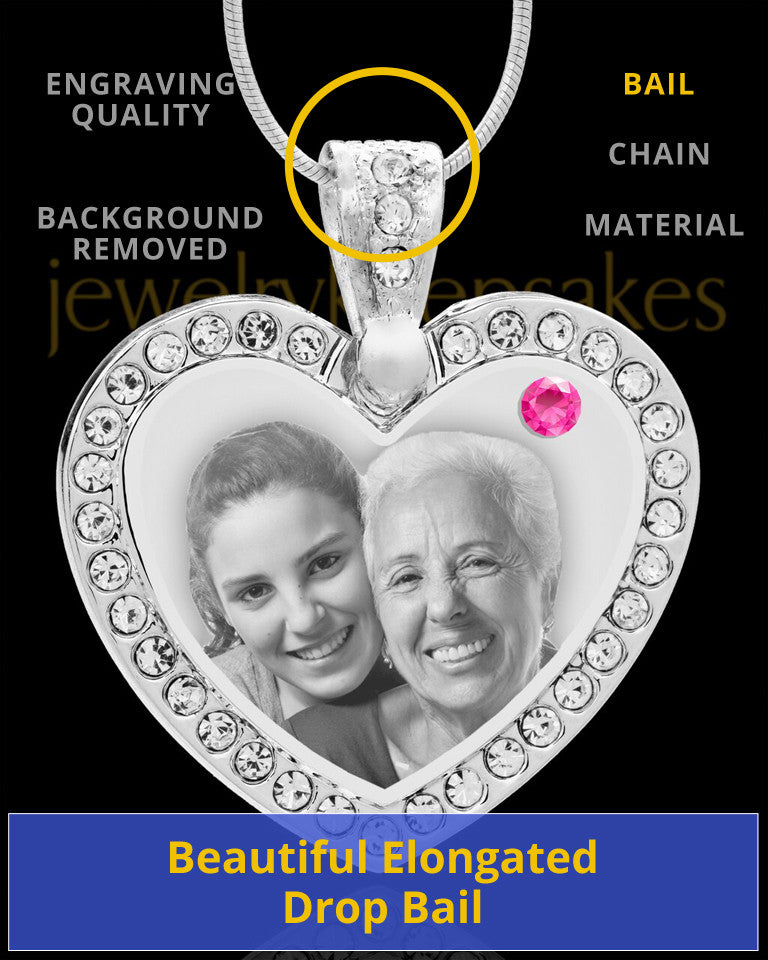 October Gem Heart Birthstone Stainless Photo Pendant