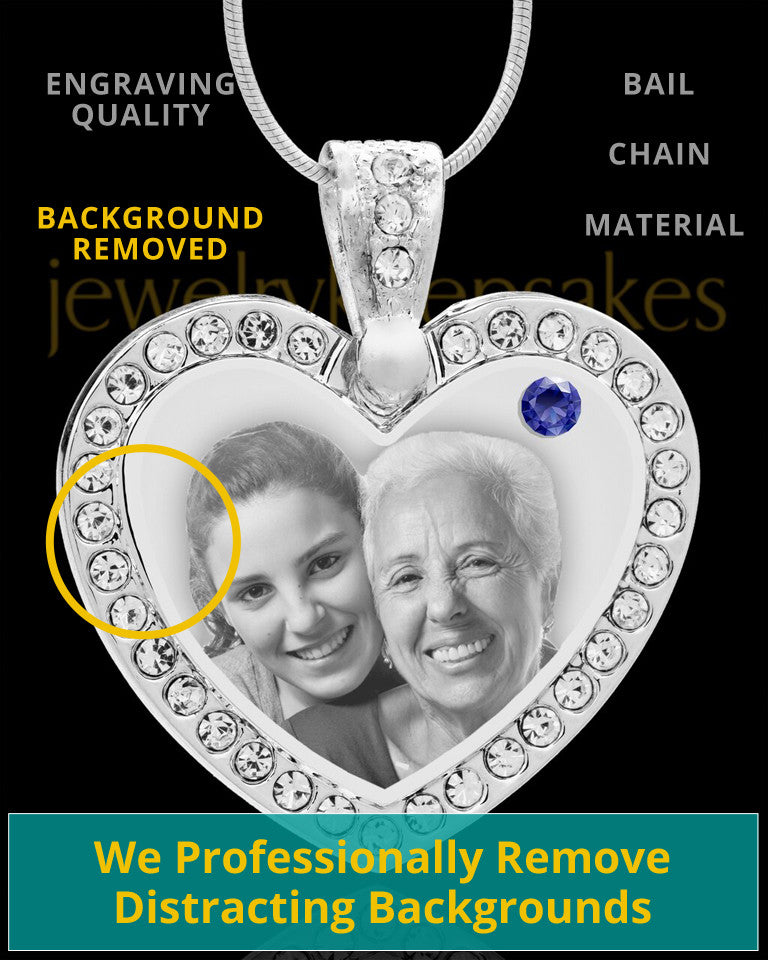 September Gem Heart Birthstone Stainless Photo Pendant