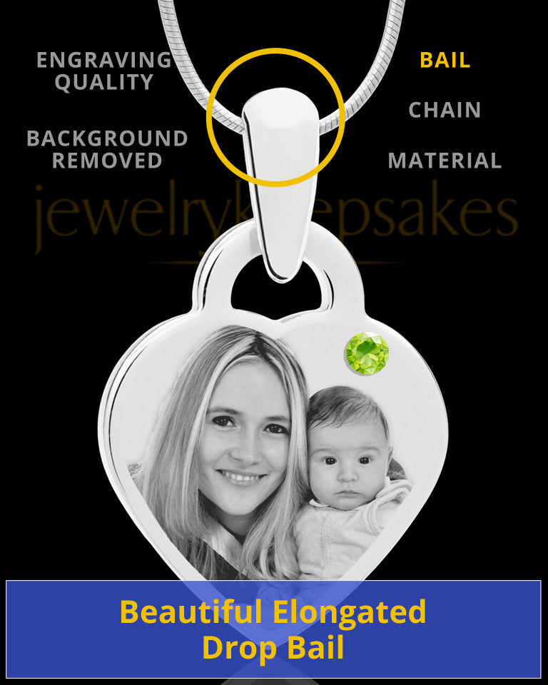 August Small Heart Stainless Photo Engraved Pendant