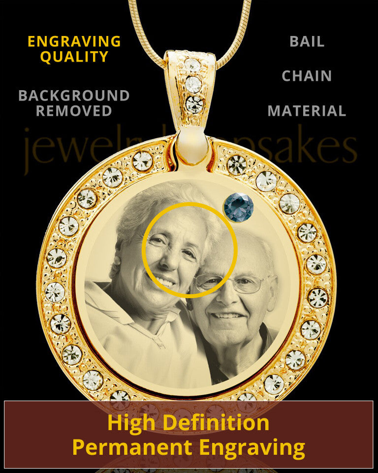 December Gold Gem Circle Birthstone Photo Pendant