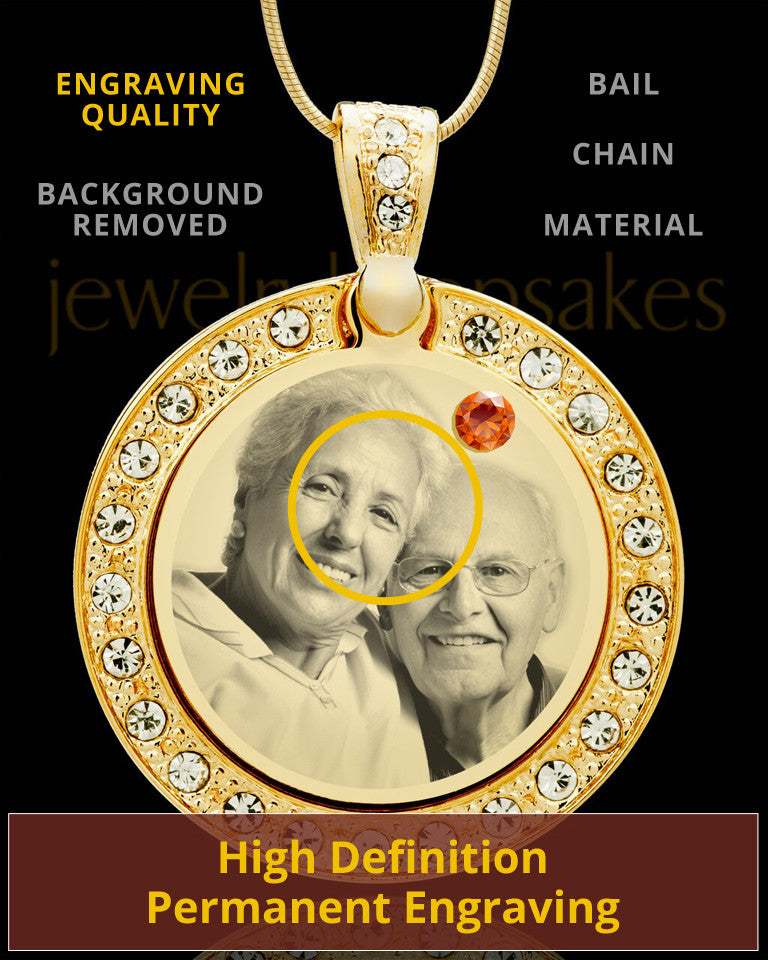 November Gold Gem Circle Birthstone Photo Pendant
