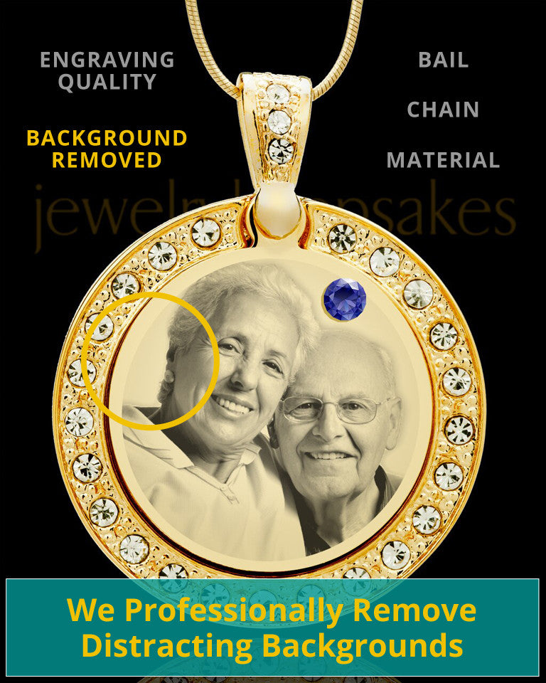 September Gold Gem Circle Birthstone Photo Pendant