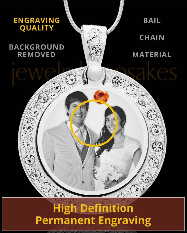 November Birthstone Gem Circle Photo Engraved Pendant