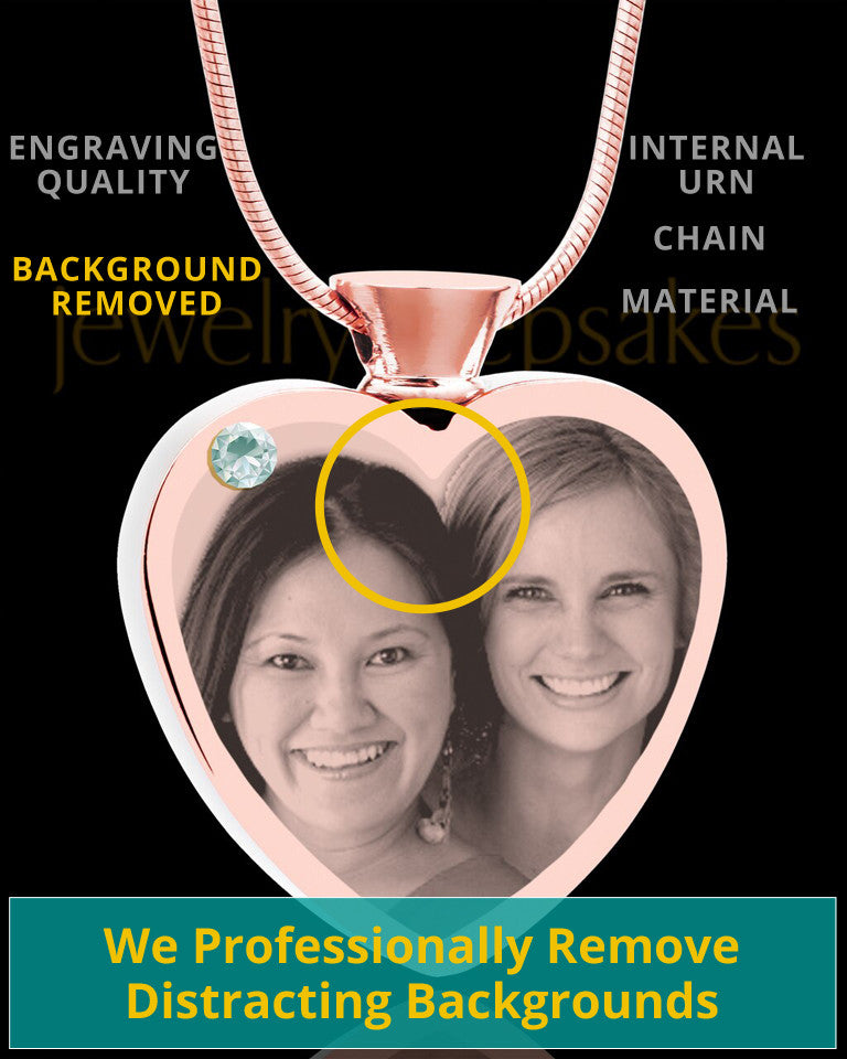 April Rose Gold Plated Heart Photo Engraved Cremation Pendant