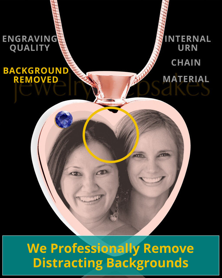 September Rose Gold Plated Heart Photo Engraved Cremation Pendant