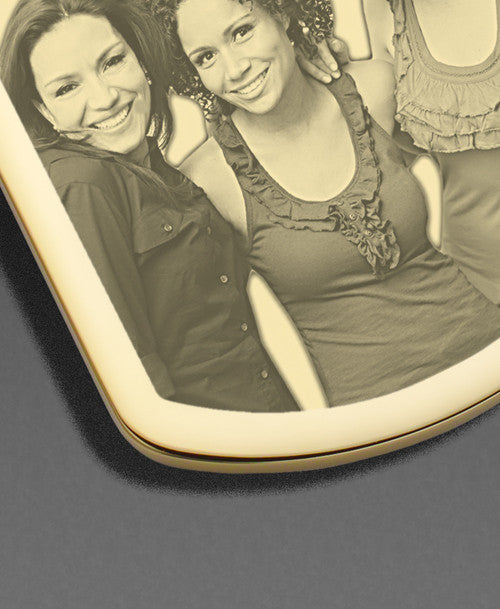 Memorial Jewelry Gold Plated over Stainless Rectangle Photo Engraved Keychain