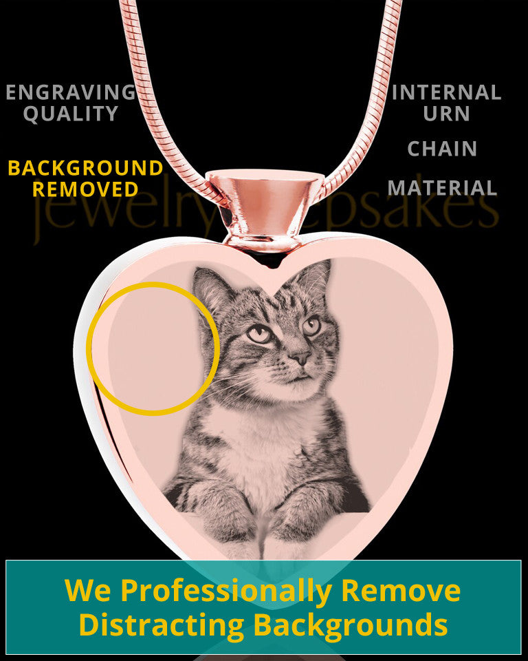 Photo Engraved Heart Stainless Rose Gold Cremation Pet Pendant
