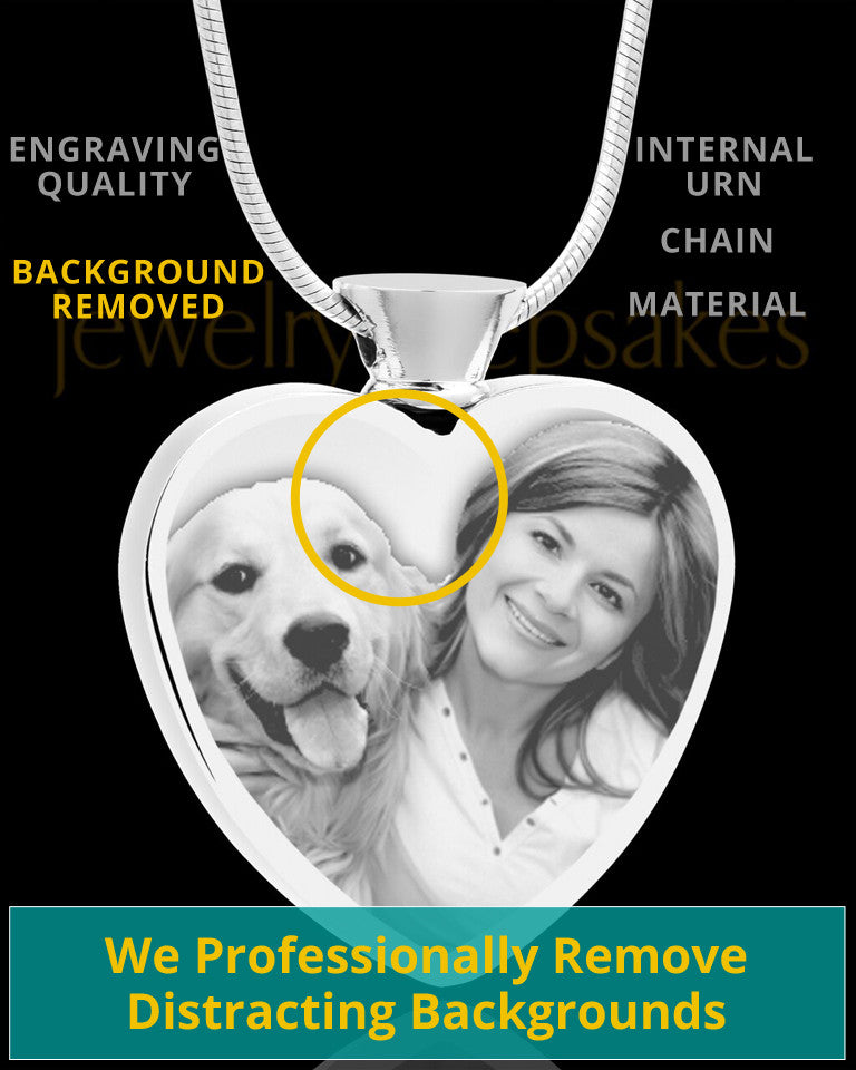 Photo Engraved Heart Stainless Cremation Pet Pendant