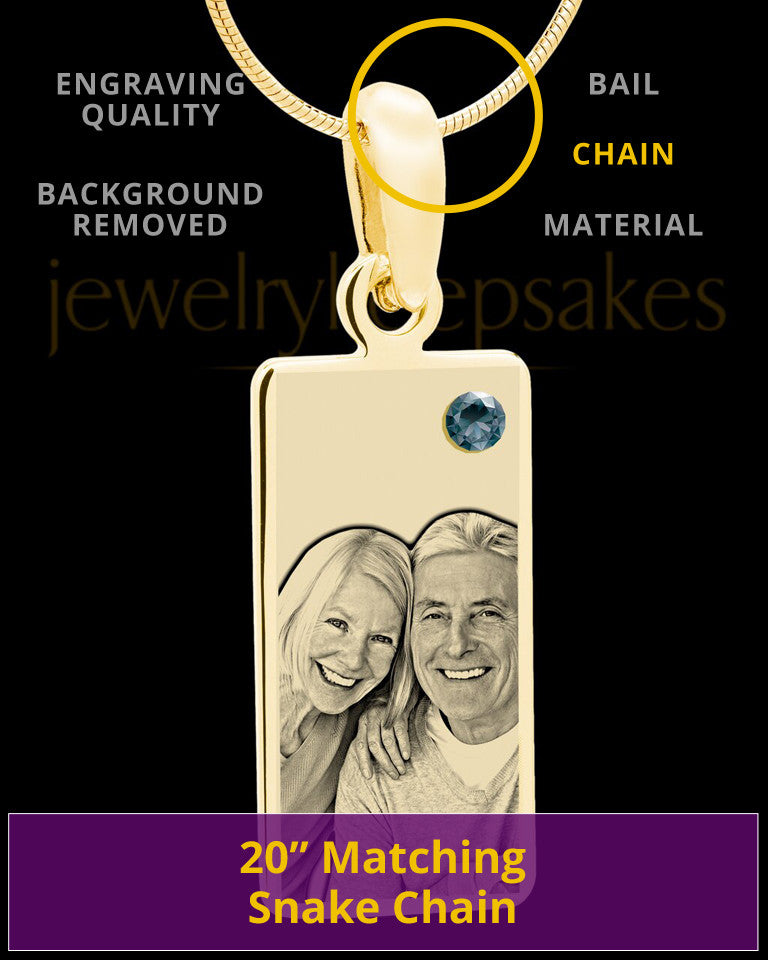 December Photo Engraved Gold Long Rectangle