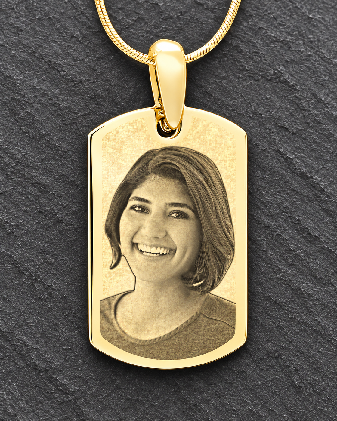 Gold Plated over Stainless Photo Small Dog Tag