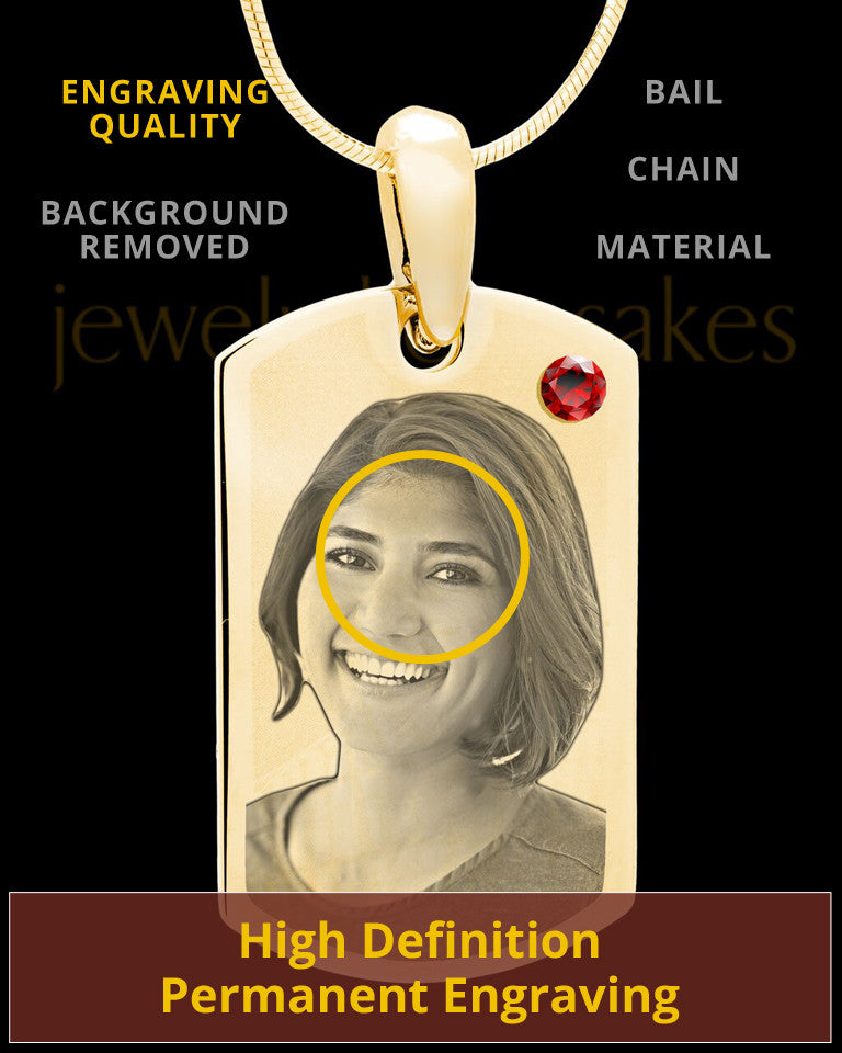 January Gold Photo Engraved Small Dog Tag