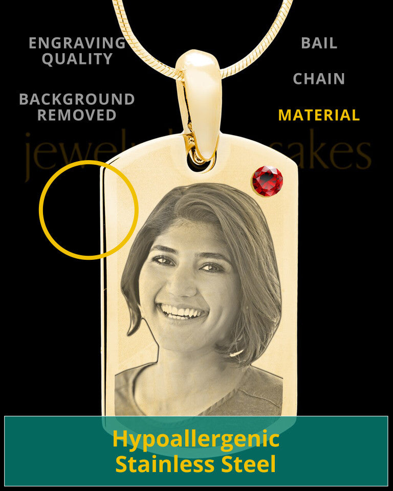 January Gold Photo Engraved Small Dog Tag