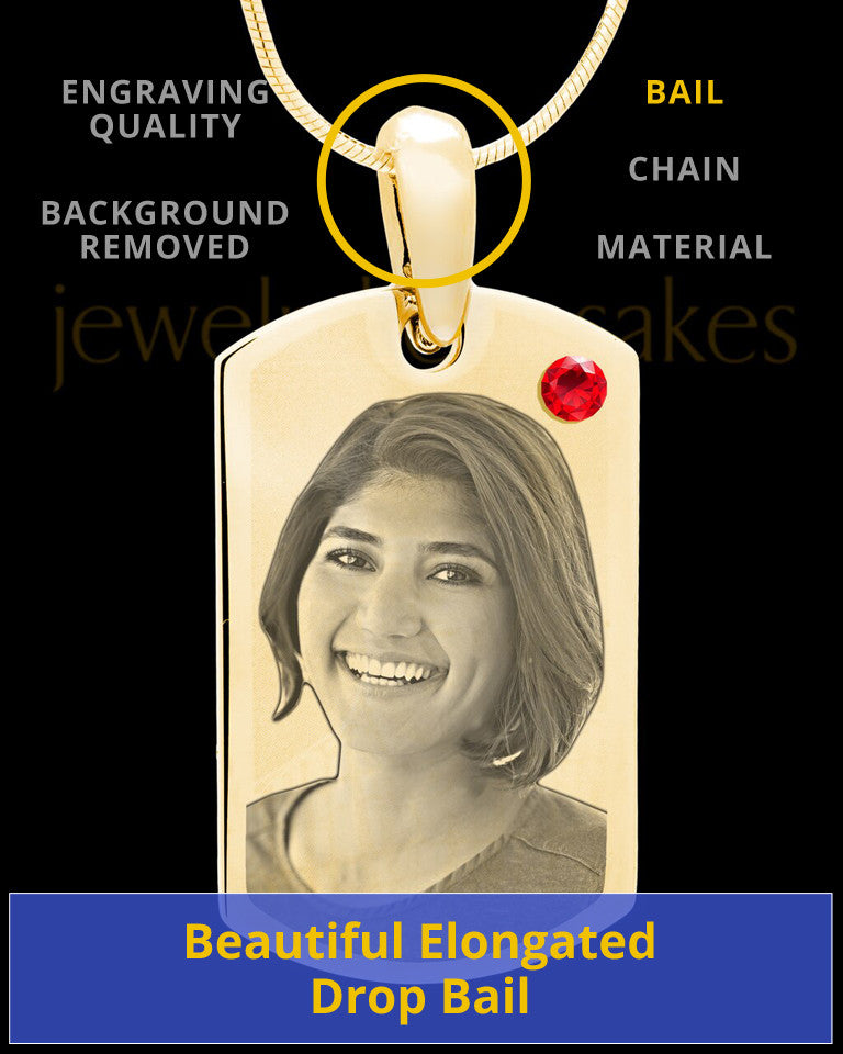 July Gold Photo Engraved Small Dog Tag