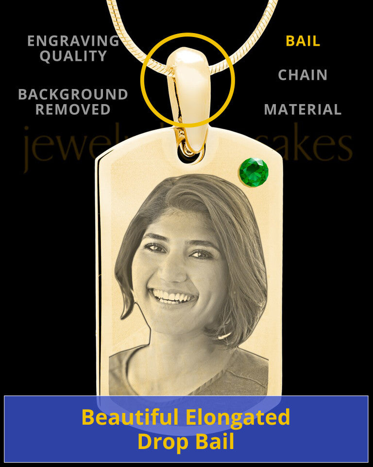 May Gold Photo Engraved Small Dog Tag