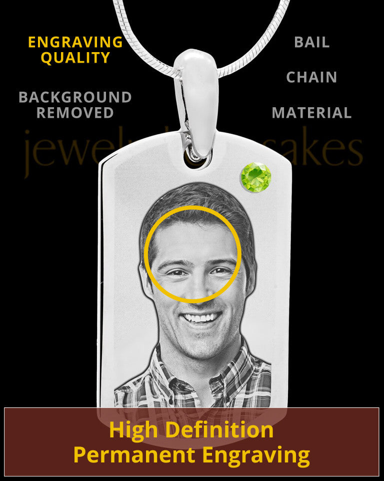 August Stainless Photo Small Dog Tag